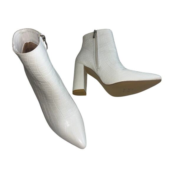 NWOT White Crocodile Pattern Faux Leather High Heel Ankle Boots EU 39 / US 8.5 - Picture 10 of 12